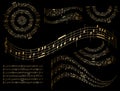 Gold vector musical design elements - set