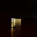 Gold Musical instrument accordion icon isolated on brown background. Classical bayan, harmonic. Minimalism concept. 3d