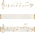 Gold musical notes symbols set Royalty Free Stock Photo