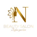 Gold N Letter Initial Beauty Brand Logo Design