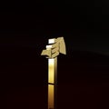 Gold Native american tomahawk axe icon isolated on brown background. Minimalism concept. 3d illustration 3D render Royalty Free Stock Photo