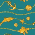 Gold nautical pattern Royalty Free Stock Photo
