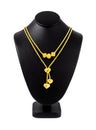 Gold necklace on necklace display stand isolated on white background, Save Clipping path Royalty Free Stock Photo