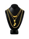 Gold necklace on necklace display stand isolated on white background, Save Clipping path Royalty Free Stock Photo