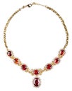 Gold necklace with gems isolated