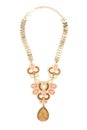 Gold necklace with gems isolated on white Royalty Free Stock Photo