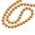 Gold necklace from pearls on a white background. Vector illustration. Royalty Free Stock Photo