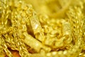 Gold necklaces , bracelets ,Blured and bokeh Royalty Free Stock Photo
