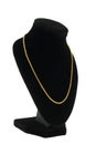 Gold necklaces on display stand isolated on white background. Clipping path Royalty Free Stock Photo
