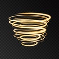 Gold neon swirling circles speed motion lights effects.