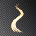 Gold neon wave light effect isolated on black transparent back Royalty Free Stock Photo
