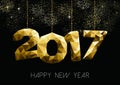 Gold New Year 2017 greeting card quote in low poly