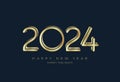 Gold 2024 New Year numbers typography