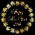 Gold new years eve with fireworks frame Royalty Free Stock Photo