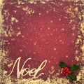 Gold Noel Sign on Festive Christmas Grunge Red Background Royalty Free Stock Photo