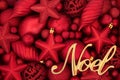 Gold Noel Sign and Red Bauble Background Royalty Free Stock Photo