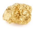 Gold nugget on white background, clipping path. Imitation of gold nugget Royalty Free Stock Photo
