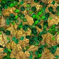 Gold Nuggets and Emeralds Seamless Texture Tile Royalty Free Stock Photo