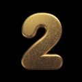 Gold number 2 - 3d precious metal digit - Suitable for fortune, business or luxury related subjects Royalty Free Stock Photo