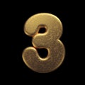 Gold number 3 - 3d precious metal digit - Suitable for fortune, business or luxury related subjects Royalty Free Stock Photo