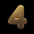 Gold number 4 - 3d precious metal digit - Suitable for fortune, business or luxury related subjects Royalty Free Stock Photo