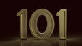 101 gold number 3d rendering in the dark symbol for beginner concept