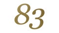 gold 83 number metal 3d render illustration