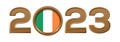2023 gold number with the flag of Ireland inside