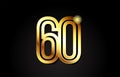 gold number 60 logo icon design