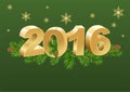 2016 gold number and spruce branches