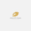 Gold Oak City Film Logo Design, leaf oak Royalty Free Stock Photo