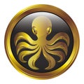 Gold Octopus Icon with Frame