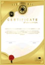 Gold official certificate with wafer, emblem