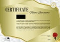 Gold official certificate with wafer, emblem