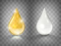 Gold Oil And White Cream Drops Isolated