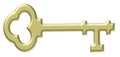 Gold old-fashioned skeleton key Royalty Free Stock Photo