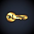 Gold Old key icon isolated on black background. Vector Royalty Free Stock Photo