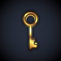 Gold Old key icon isolated on black background. Vector Royalty Free Stock Photo