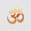 Gold Om or Aum Indian sacred sound isolated object on transparent background. Symbol of Buddhism and Hinduism religions