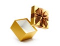 Gold open gift box isolated
