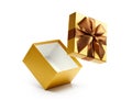 Gold open gift box isolated Royalty Free Stock Photo