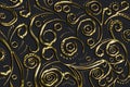 Gold openwork pattern on a black background,