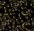 Gold openwork pattern on a black background