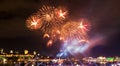 Gold/Orange fireworks in front of Quebec City Royalty Free Stock Photo