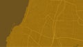 Gold orange Tel Aviv Yafo city area vector background map, streets and water cartography illustration