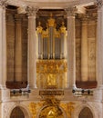 Gold organ inside the Royal Chapel of Versailles at Versailles Palace, Ile-De-France, France.