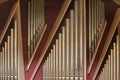 Gold organ pipes inside church Royalty Free Stock Photo