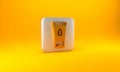 Gold Organic cosmetic icon isolated on yellow background. Body care products. Silver square button. 3D render