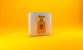 Gold Organic cosmetic icon isolated on yellow background. Body care products. Silver square button. 3D render