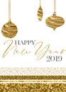 Gold Ornament Happy New Year 2019 Card Template